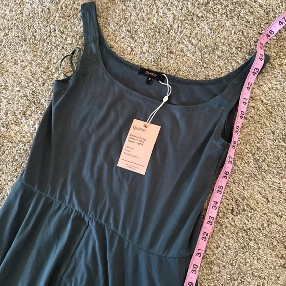 NWT QUINCE Tencel Jersey Fit & Flare Dress in Dark Olive
 size Small - Picture 11 of 12